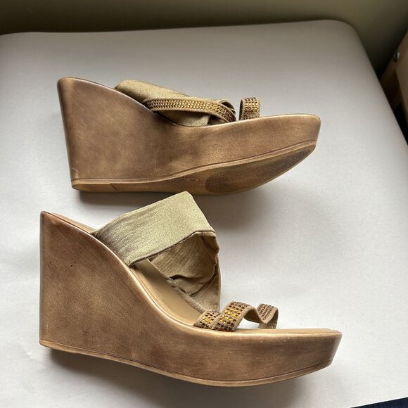 Embellished Platform Wedge Heel Wedges Sandals Women's Size 7.5** - Picture 5 of 8